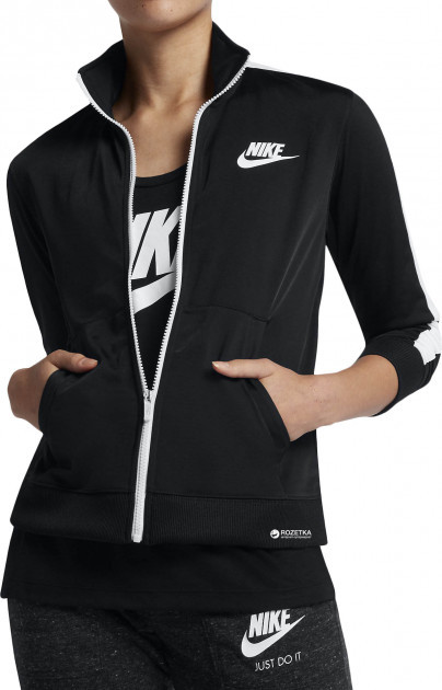 black nike jacket with white stripe